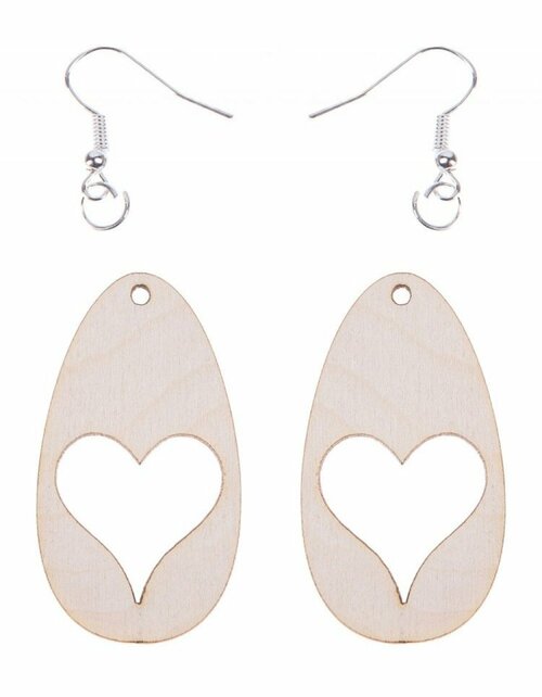 Dřevěné náušnice - Srdce