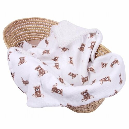 Mušelínová deka 100 x 75cm / medvídci / bílá