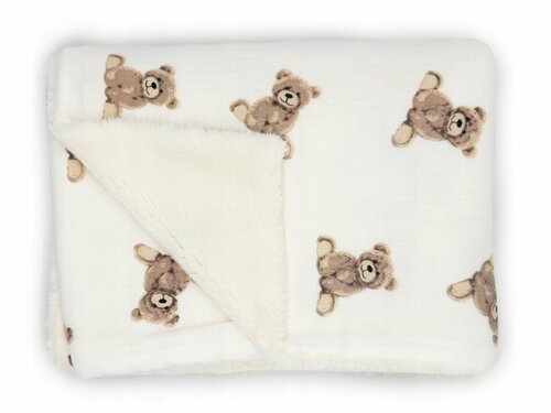 Mušelínová deka 100 x 75cm / medvídci / bílá