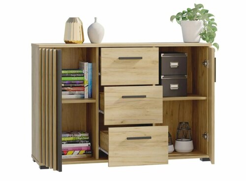 Komoda Montana dub craft/černá 120 cm