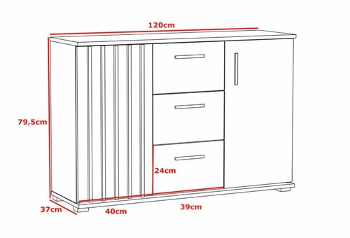 Komoda Montana dub craft/černá 120 cm
