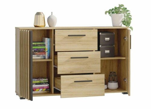 Komoda Montana dub craft/černá 140 cm