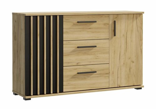 Komoda Montana dub craft/černá 140 cm
