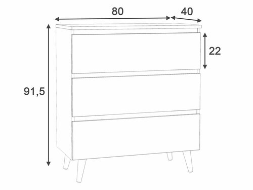 Komoda Norge ve skandinávském stylu - 80 cm