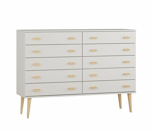 Komoda z masivu borovice Nord K2/5S 135/109/42 cm / bílá