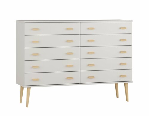 Komoda z masivu borovice Nord K2/5S 155/109/42 cm / bílá