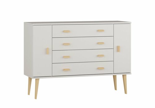 Komoda z masivu borovice Nord K3/4S 117/92/42 cm / bílá