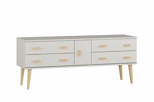 Komoda z masivu borovice Nord K4/2S 117/58,5/42 cm / bílá
