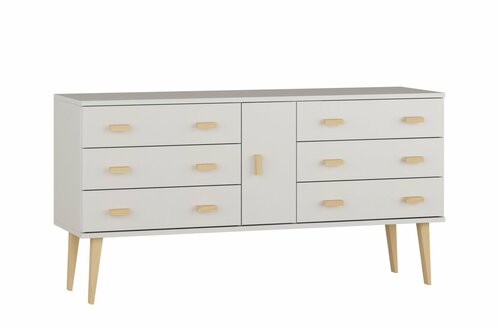 Komoda z masivu borovice Nord K4/3S 117/75/42 cm / bílá