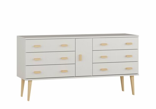 Komoda z masivu borovice Nord K4/3S 135/75/42 cm / bílá