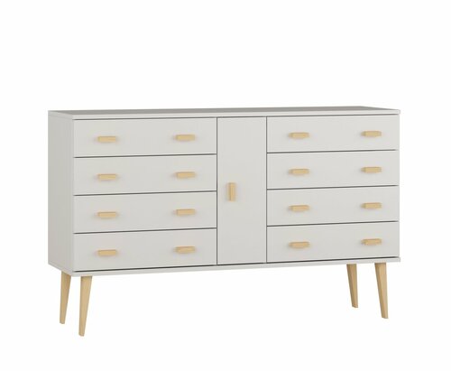 Komoda z masivu borovice Nord K4/4S 135/92/42 cm / bílá