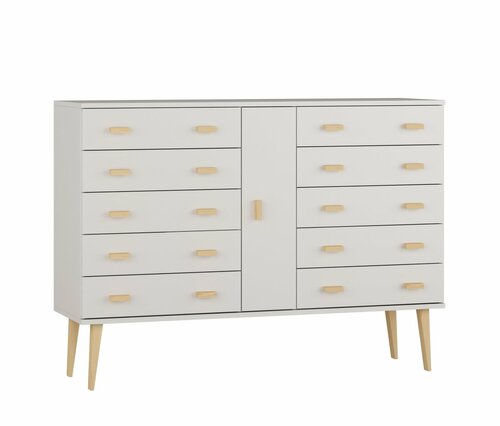 Komoda z masivu borovice Nord K4/5S 135/109/42 cm / bílá