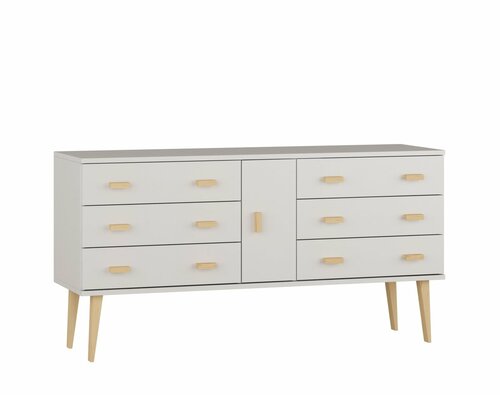 Komoda z masivu borovice Nord K4/3S 175/75/42 cm / bílá