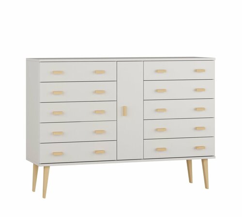 Komoda z masivu borovice Nord K4/5S 175/109/42 cm / bílá