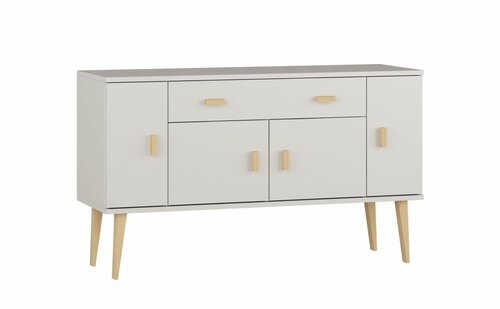 Komoda z masivu borovice Nord K5/1S/2D 135/75/42 cm / bílá