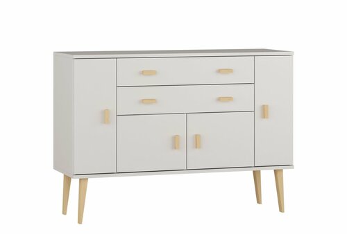 Komoda z masivu borovice Nord K5/2S/2D 175/92/42 cm / bílá