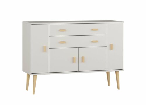 Komoda z masivu borovice Nord K5/2S/2D 155/92/42 cm / bílá