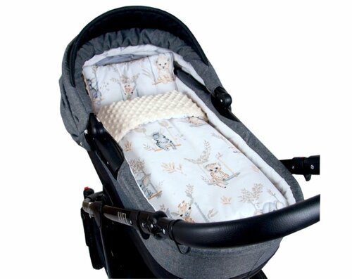 Polštářek + deka do kočárku minky - safari na houpačce