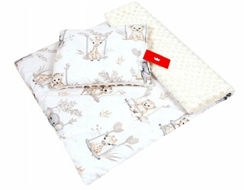 Polštářek + deka do kočárku minky - safari na houpačce