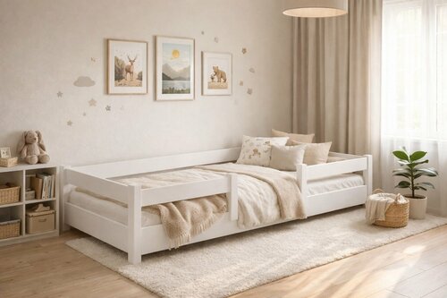 Rostoucí postel Tobi bílá 90x200 cm + zónová matrace Kaira 14 cm + rošt 