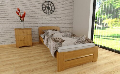 Postel z masivu borovice Petra 80x200 cm olše + rošt ZDARMA