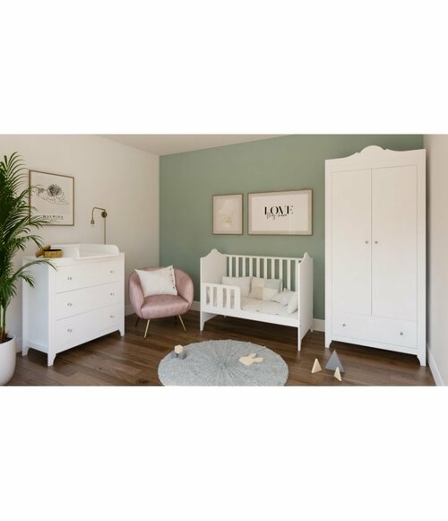 Postýlka 120/60 cm Gilda - bílá - 2v1 