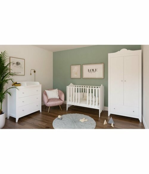 Postýlka 120/60 cm Gilda - bílá - 2v1 