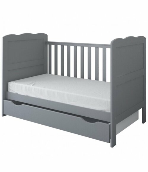 Postýlka 140/70 cm Inge - šedá - 3v1 se šuplíkem