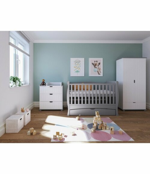 Postýlka 140/70 cm Margit - šedá - 3v1 se šuplíkem