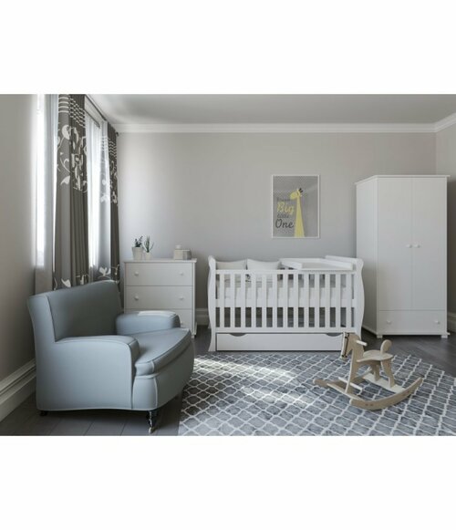 Postýlka 140/70 cm Francesca - bílá - 3v1 se šuplíkem