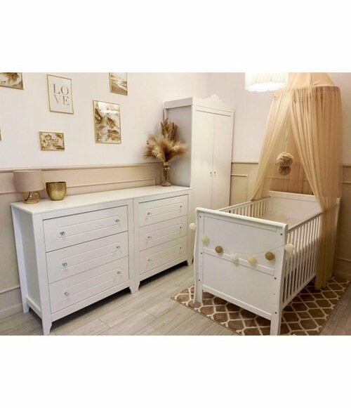 Postýlka 140/70 cm Francesca - bílá - 3v1 se šuplíkem