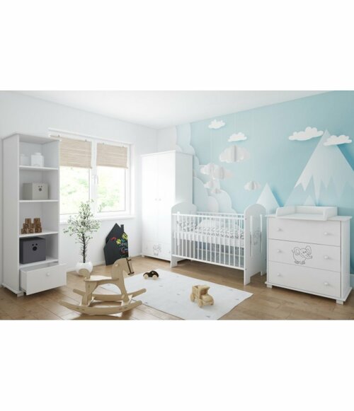 Postýlka 120/60 cm Gloria - bílá / Slon 