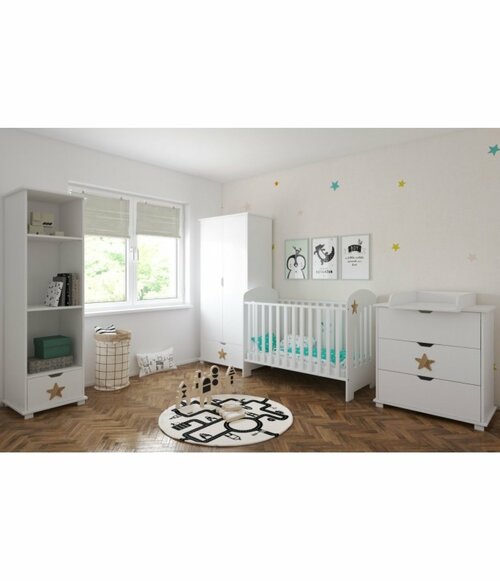 Postýlka 120/60 cm Star - bílá - 2v1