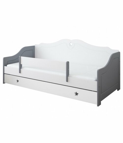 Postel Fiona 180/80 cm - šedá/ bílá + šuplík 