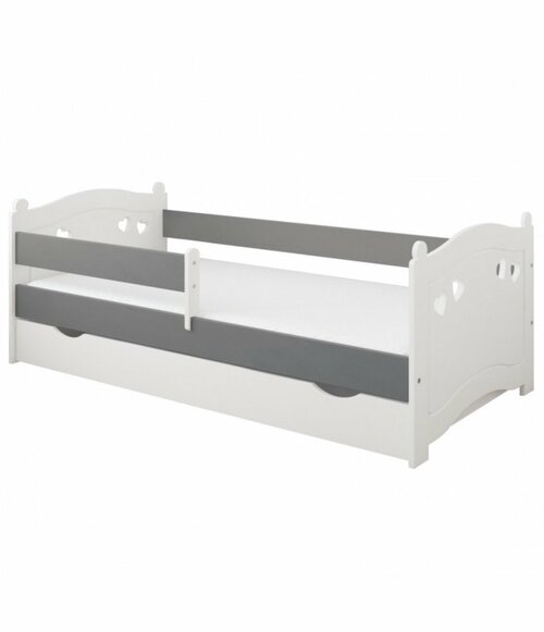 Postel Elisa 180/80 cm - bílá/ šedá + šuplík 