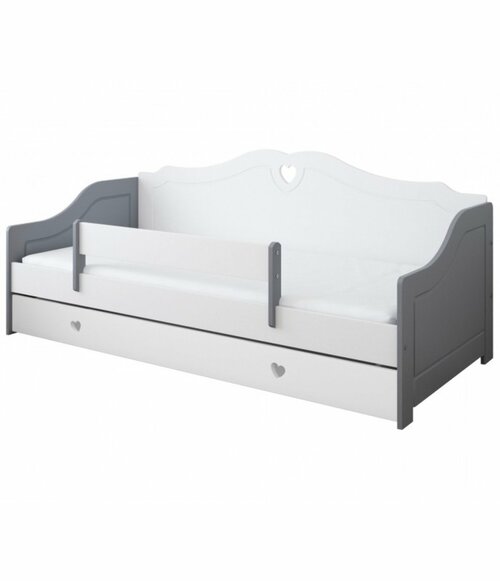 Postel Zina 180/80 cm - šedá/ bílá + šuplík 