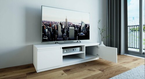 RTV stolek 160 cm - bílá mat