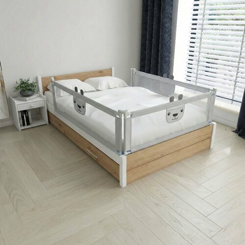 Zábrana na postel Méďa - 200 cm šedá