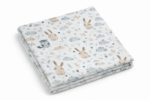 Plena bavlna potisk - Sova a zajíc