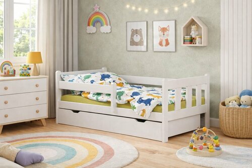 Postel Martin 180x80 cm bílá + šuplík + rošt ZDARMA