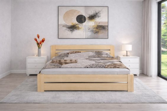 Postel Petra 140x200 cm masiv + matrace Diana 12 cm + rošt ZDARMA