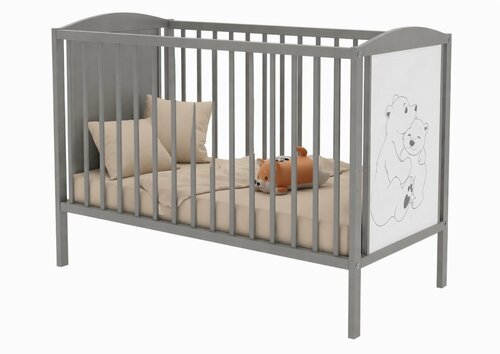 Dětská postýlka 120 x 60 cm Medvídci - šedá