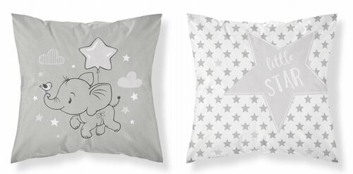 Dětský potah na polštář 40x40 cm / Little Star Sloník / šedá