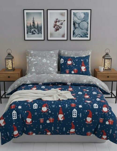 Povlečení bavlněné 140/200 + 70/90 - Vánoční skřítek