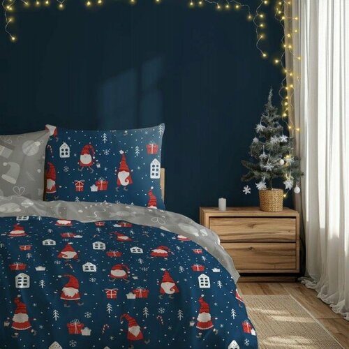 Povlečení bavlněné 140/200 + 70/90 - Vánoční skřítek
