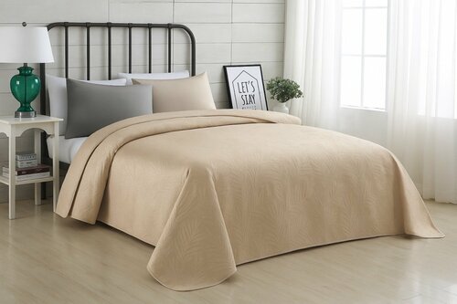 Přehoz na postel VELVET se vzorem - béžová