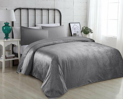 Přehoz na postel VELVET se vzorem 200/220 cm - grafitová