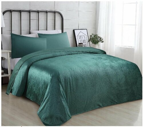 Přehoz na postel VELVET se vzorem 200/220 cm - tmavě zelená