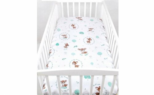 Prostěradlo bavlněné s gumkou 120/60 cm - srnka