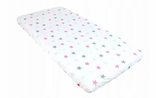 Prostěradlo bavlněné s gumkou 120/60 cm - růžové hvězdy